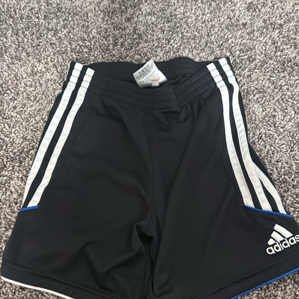 Adidas Kids Black and White Striped Shorts